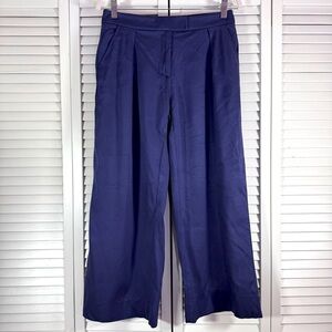 Reiss Wide Leg Cropped Trouser Pants Blue Size 4